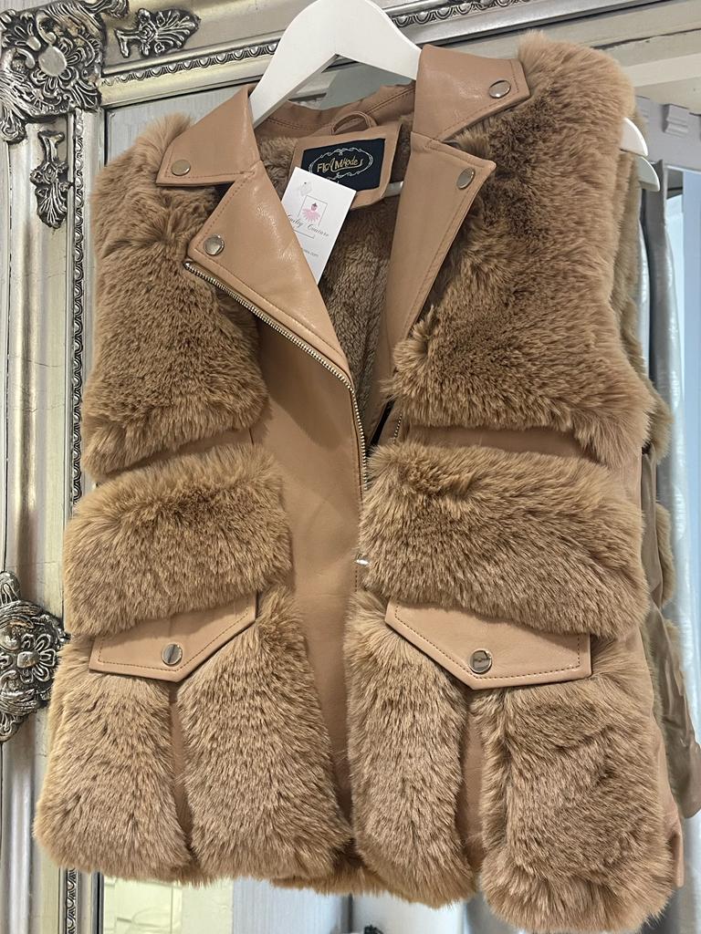 Camel faux clearance fur gilet