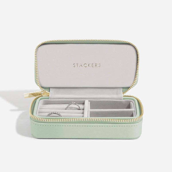 Stackers Medium Zipped Travel Jewellery Box - Sage Green