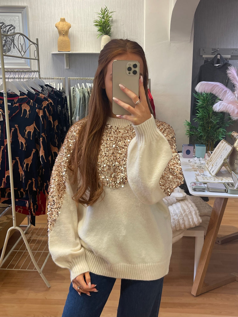 Sequin Knit - Cream/Gold