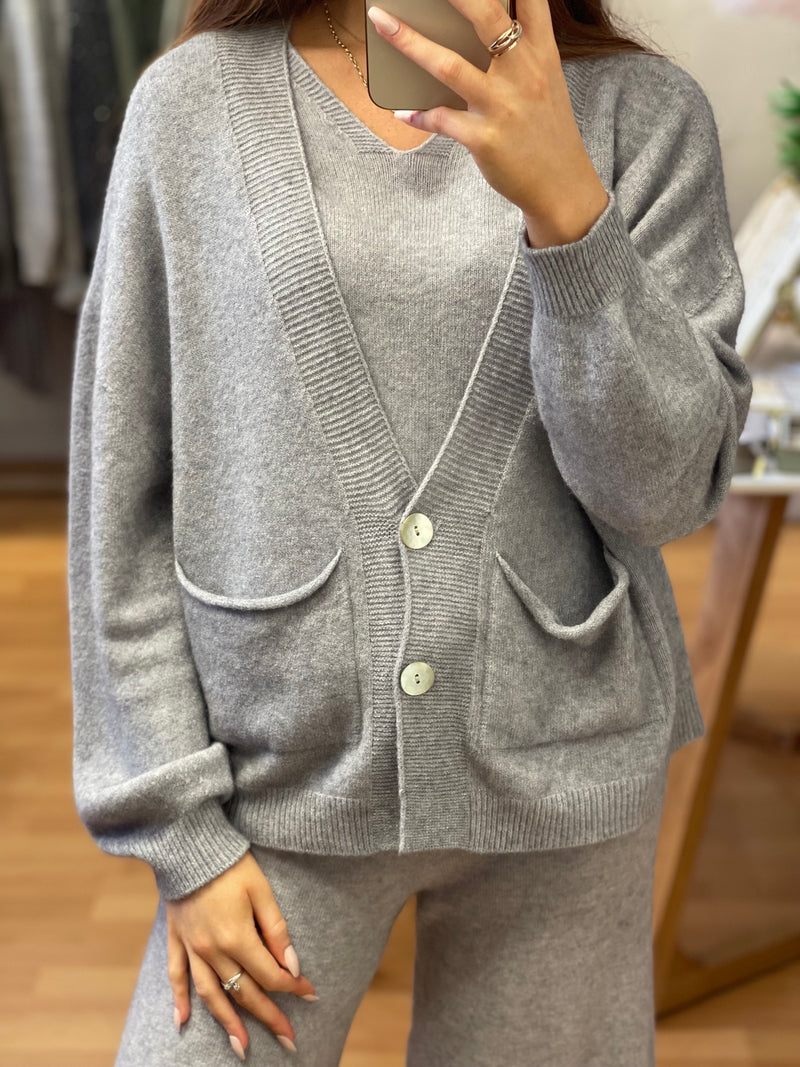 Italian Knit Cardigan - grey